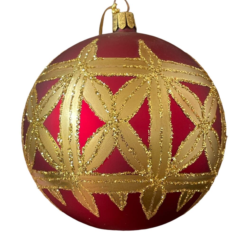 Waterford Holiday Heirlooms Ornament Kylemore Regal Ball Christmas Tree Red Gold